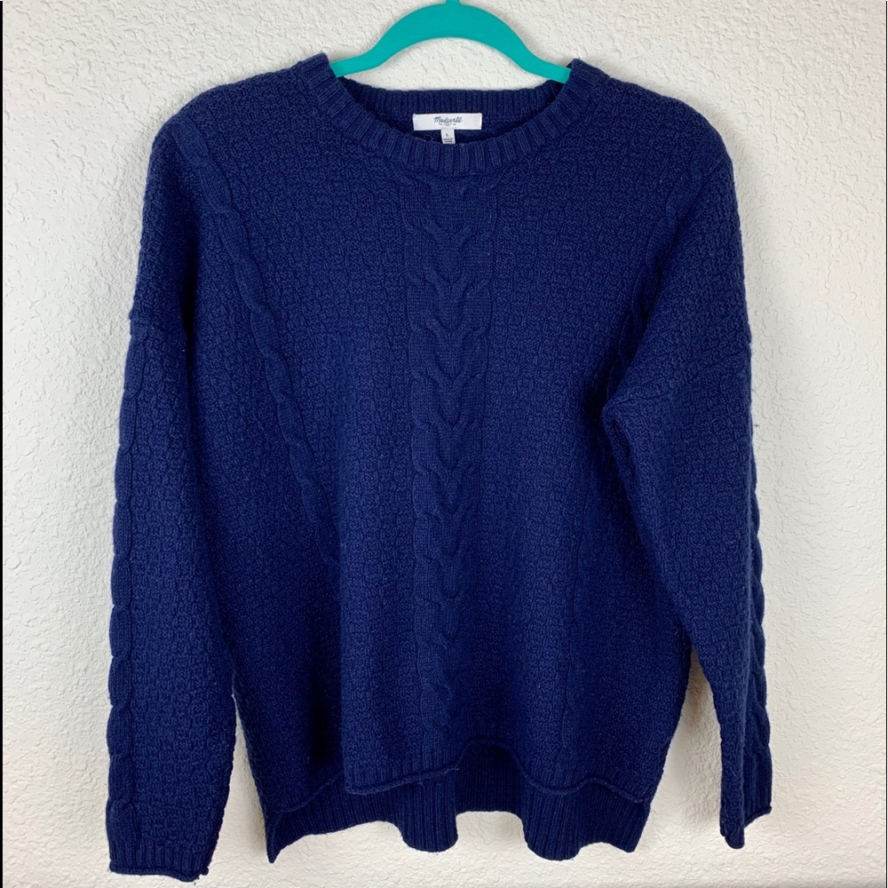 Madewell Navy Crewneck Cable Sweater